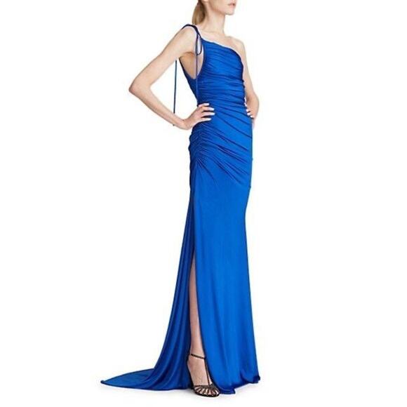 Halston x Netflix Anjelica One Shoulder Jersey Gown cobalt blue size 2 XS - Picture 14 of 15